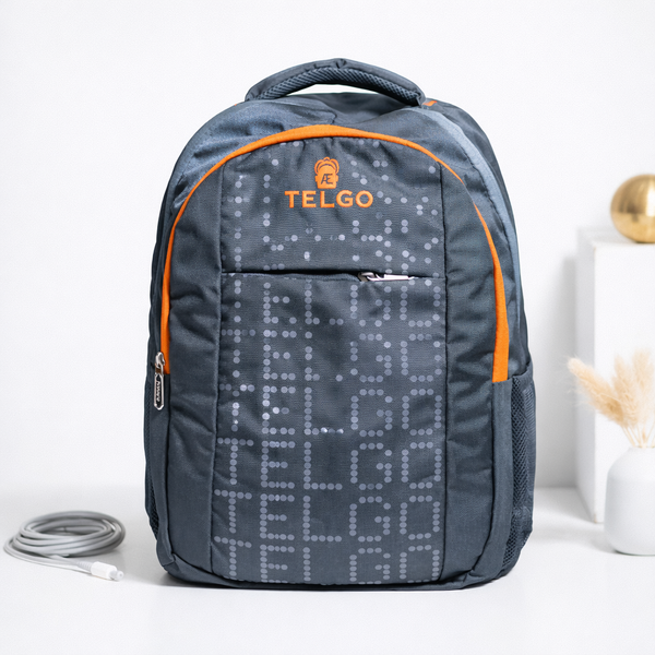 TELGO Multipurpose Grey Backpack for Office, School & Travel