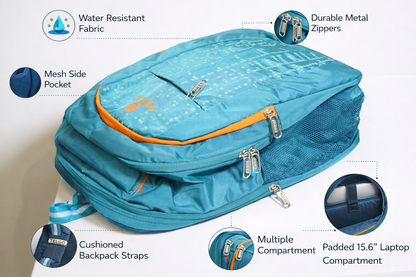 TELGO Multipurpose Sky Blue Backpack for Office, School & Travel