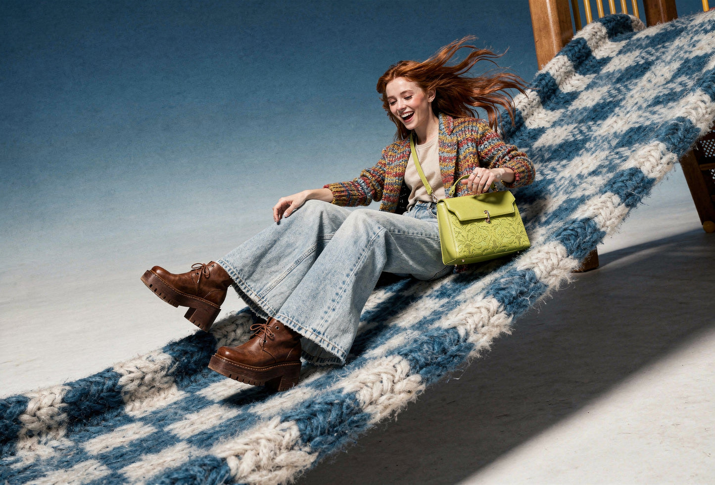 EMPORIO MESSENGER B PARROT GREEN HANDBAG